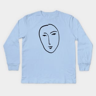 Matisse Line art Face #2 Kids Long Sleeve T-Shirt